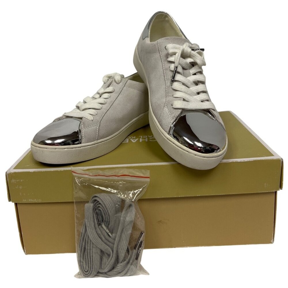 Michael Kors Frankie Women's Sneakers Suede Silver Metallic Toe Size 9
